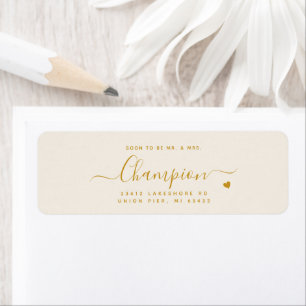 Minimalist Script Gold Wedding Return Address