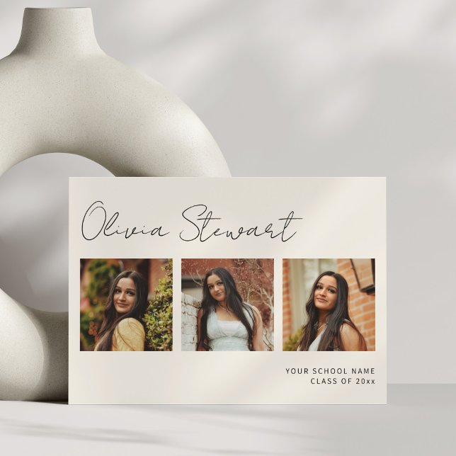 Minimalist Script Graduation Photo Collage Announcement (Creator Uploaded)