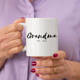 Minimalist Script Grandma Established Year Two-Tone Coffee Mug