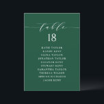Minimalist Script Green Seating Plan Table Number<br><div class="desc">This is a customisable table number seating plan. It features a whimsical script and classic typography on a green background. Personalise by adding your own details. This minimalist table seating plan is perfect for weddings,  baby showers,  bridal showers,  birthdays,  and so much more.</div>