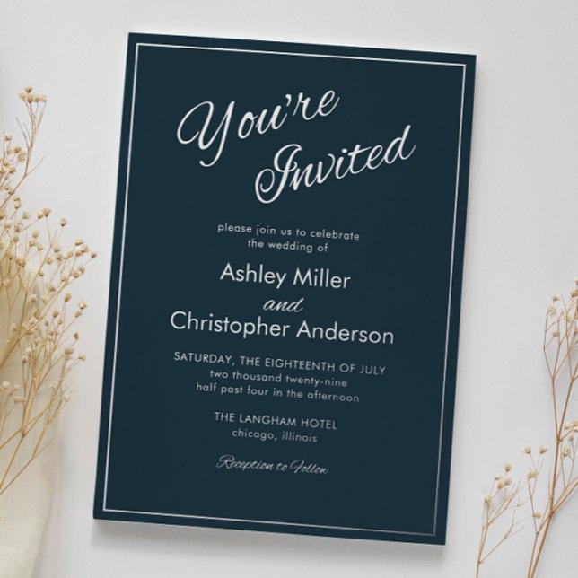 Minimalist Script Gunmetal Blue Wedding (Creator Uploaded)