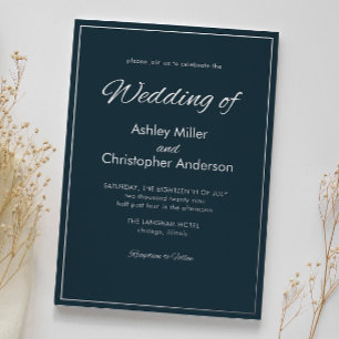 Minimalist Script Gunmetal Blue Wedding