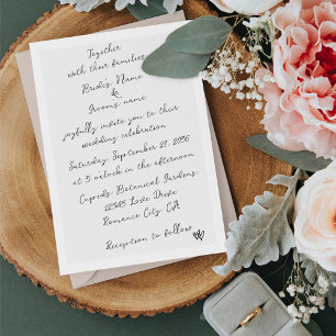 Minimalist Script Hand Written Typography Wedding Invitation
