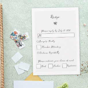 Minimalist Script Hand Written Typography Wedding RSVP Card