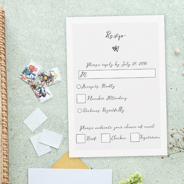 Minimalist Script Hand Written Typography Wedding RSVP Card (Minimalist Script Hand Written Typography Wedding RSVP Card)