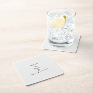 Minimalist Script Hand Written Typography Wedding Square Paper Coaster