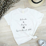 Minimalist Script Hand Written Typography Wedding T-Shirt<br><div class="desc">A beautiful simple minimalist hand written script typography wedding design. A unique design that uses a personal classic calligraphy wedding style. A modern hand written letter design. An elegant wedding t-shirt design with modern yet traditional elements. Matching wedding invitations and other stationery items are also available.</div>