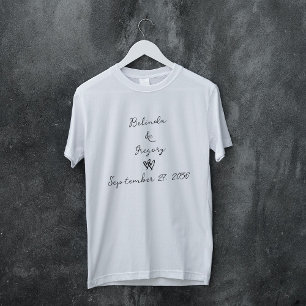 Minimalist Script Hand Written Typography Wedding T-Shirt