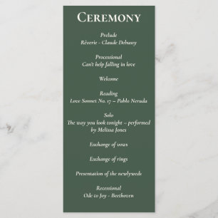 Minimalist Script Highland Moss Green Program Programme