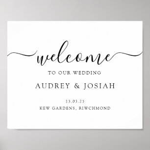 Minimalist Script Horizontal Wedding  Welcome Sign