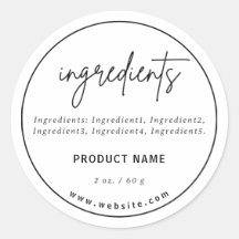 Minimalist Script Ingredients Product Label
