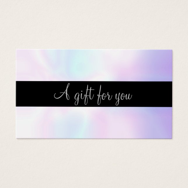 Minimalist Script Iridescent Gift Certificate (Front)