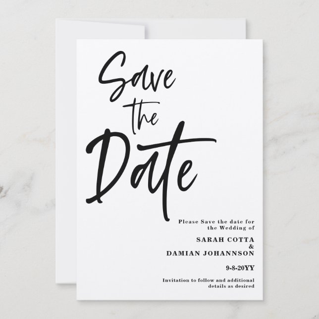 Minimalist Script Kraft Save the date  Invitation (Front)