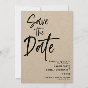 Minimalist Script Kraft Save the date  Invitation