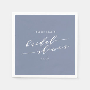 Minimalist Script Lettering Blue Bridal Shower Napkin