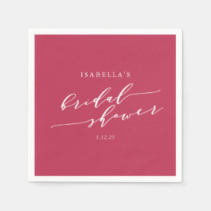 Minimalist Script Lettering Magenta Bridal Shower Napkin