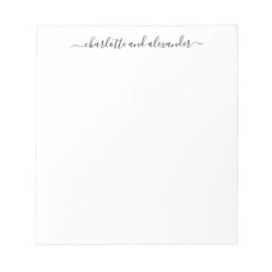 Minimalist Script Lettering Personalised Couples  Notepad