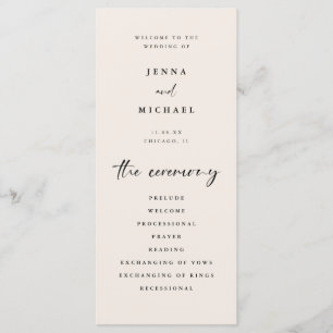 Minimalist Script Light Beige Wedding Ceremony Programme