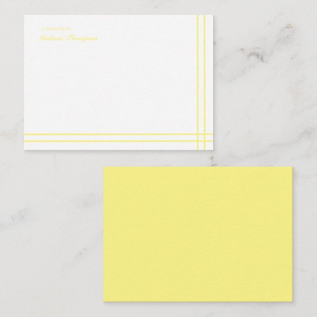 Minimalist Script Light Yellow Double Border Card (Front/Back)
