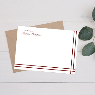 Minimalist Script Maroon Red Double Border Card