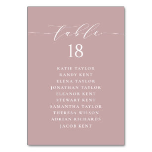 Minimalist Script Mauve Wedding Seating Plan Table Number