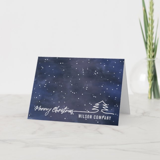 Minimalist script Merry Christmas  corporate Holid Holiday Card (Front)