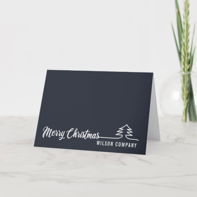 Minimalist script Merry Christmas  corporate Holid Holiday Card (Front)