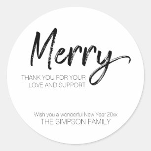 Minimalist Script Merry Christmas Elegant Classic Round Sticker