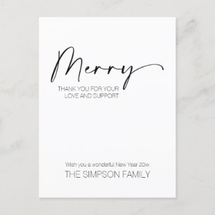 Minimalist Script Merry Christmas Holiday Postcard