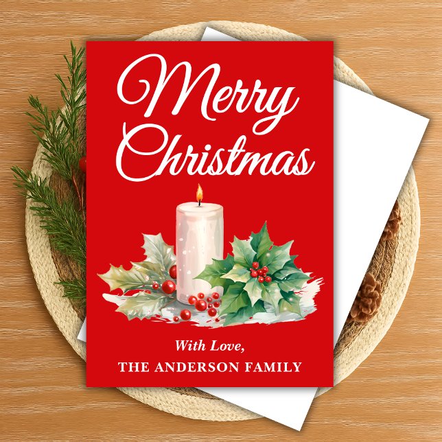 Minimalist Script Merry Christmas Red Holiday Card (Creator Uploaded)