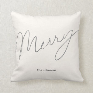 Minimalist Script Merry Cream White Cushion