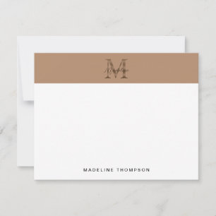 Minimalist Script Metallic Taupe Gold Monogram Card
