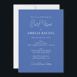 Minimalist Script Modern Bat Mitzvah Cute Blue Invitation<br><div class="desc">Custom Minimalist Script Blue Cute Modern Bat Mitzvah Invitation</div>