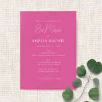 Minimalist Script Modern Bat Mitzvah Hot Pink Cute