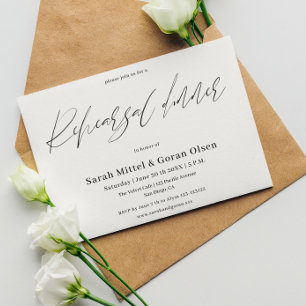 Minimalist Script Modern Rehearsal Dinner  Invitation