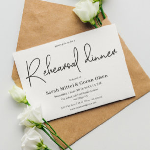 Minimalist Script Modern Rehearsal Dinner  Invitation