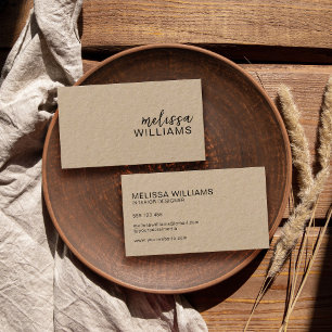 Minimalist Script Modern Rustic Kraft Business Card
