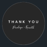 Minimalist Script Modern Wedding Black and White Classic Round Sticker<br><div class="desc">Minimalist Script Modern Wedding Black and White Classic Round Sticker</div>