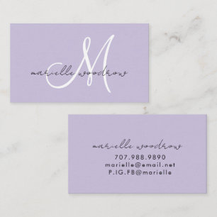 Minimalist Script Monogram Lilac Calling Card
