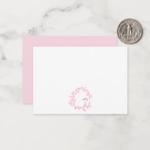 Minimalist Script Monogram Name Hot Pink Note Card