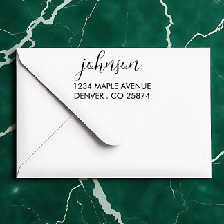 "Minimalist Script Name and Address Self-inking St Stamp