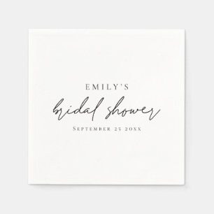 Minimalist Script Name Date Bridal Shower Napkin
