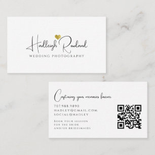Minimalist Script Name Heart Wedding Photographer Business Card
