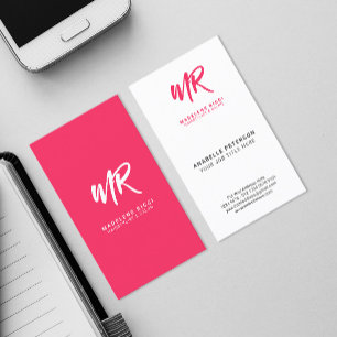 Minimalist Script Name Initial Special Pink Business Card