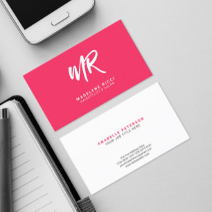 Minimalist Script Name Initial   Special Pink Business Card
