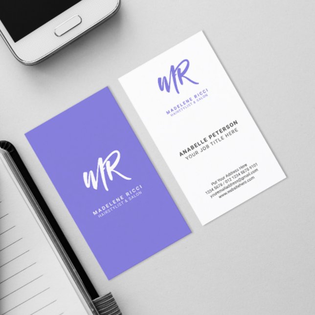 Minimalist Script Name Initial | Special Purple Business Card (Creator Uploaded)