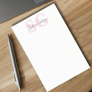 Minimalist Script Name Pink Monogram Personalized Post-it Notes