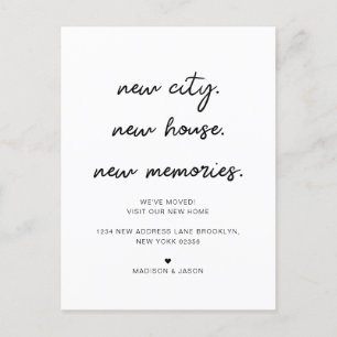 Minimalist Script New Home Moving Announcement Postcard