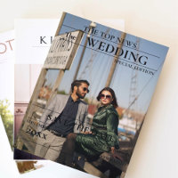 Minimalist script newspaper wedding save the date