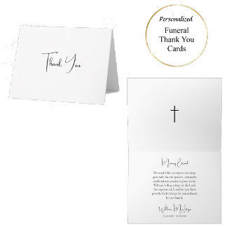 Minimalist Script Orthodox Christian Funeral Thank You Card